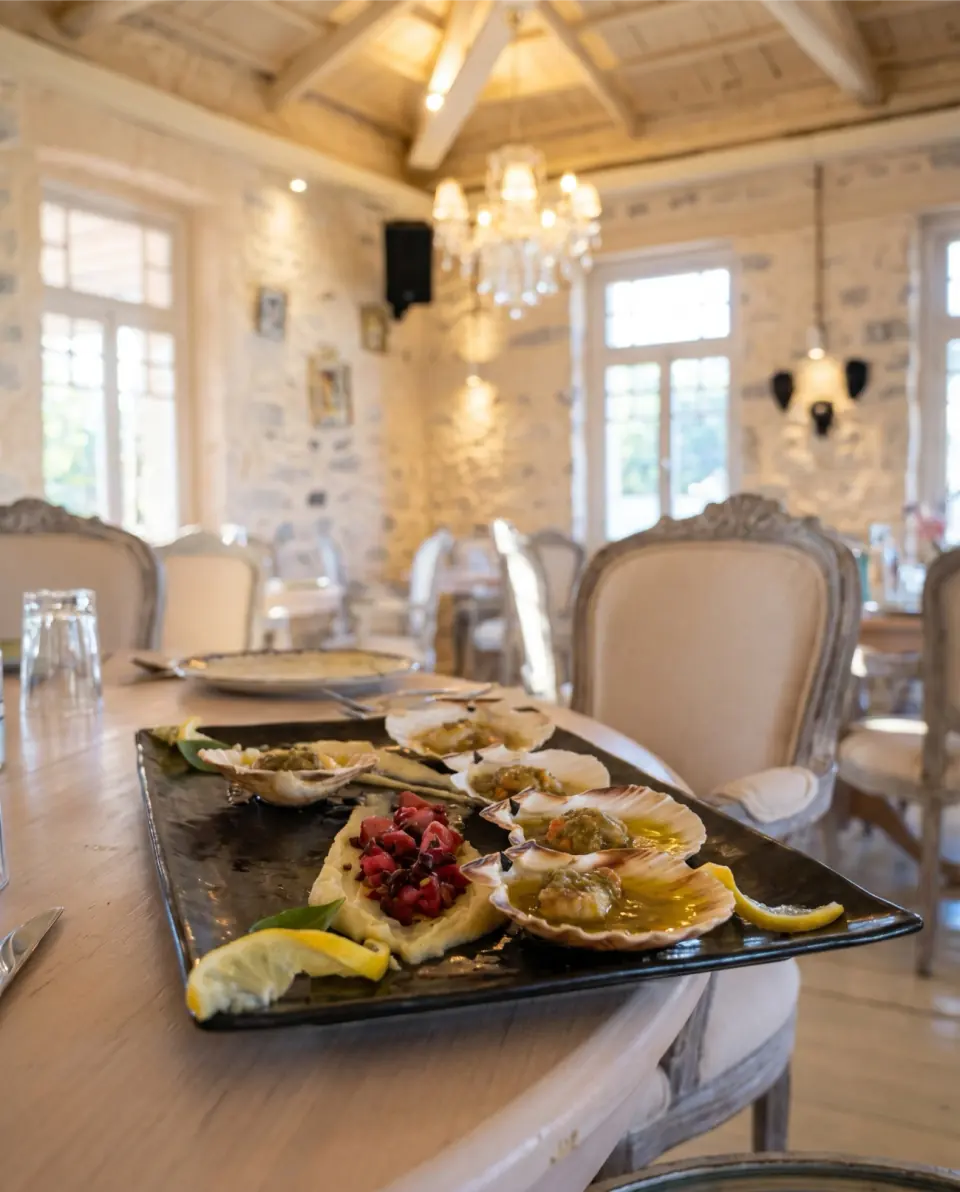 Shellfish served in scallop shells at Medusa
